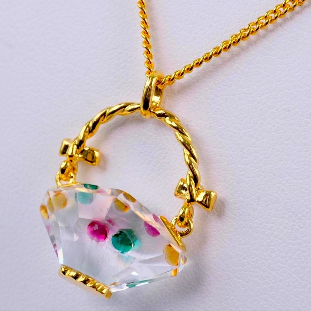 Swarovski Gold Necklace with Crystal and Multicolor Accents
